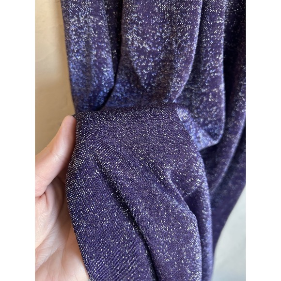 Vintage Y2K All That Jazz Maxi Formal Dress M Purple Glitter Butterfly Prom Slip - Picture 9 of 12